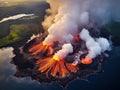 Aerial shot of KiÃÅÃ¢â¬Å¾lauea volcano erupting